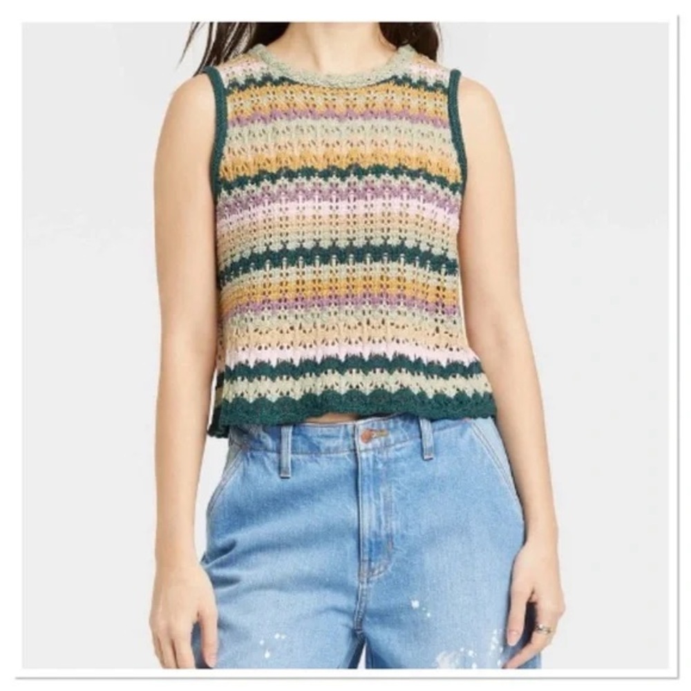 Universal Thread Multicolor Crochet Top - image 1